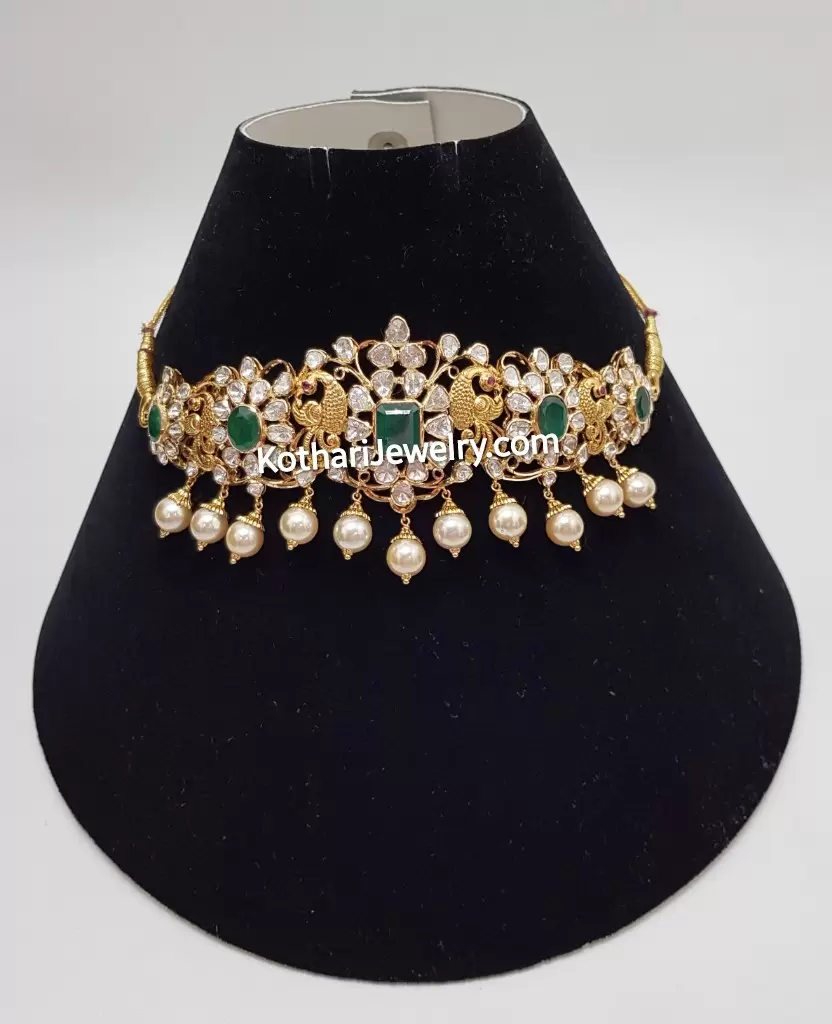 Peacock Design Gold Choker Cum Bajuband Kothari Diamonds and Jewels